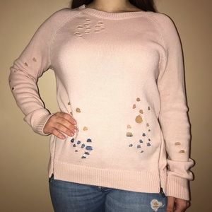 Express pink Distressed sweater